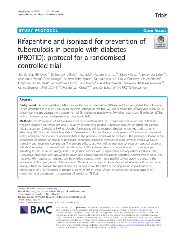 (PDF) Rifapentine and isoniazid for prevention of tuberculosis in ...