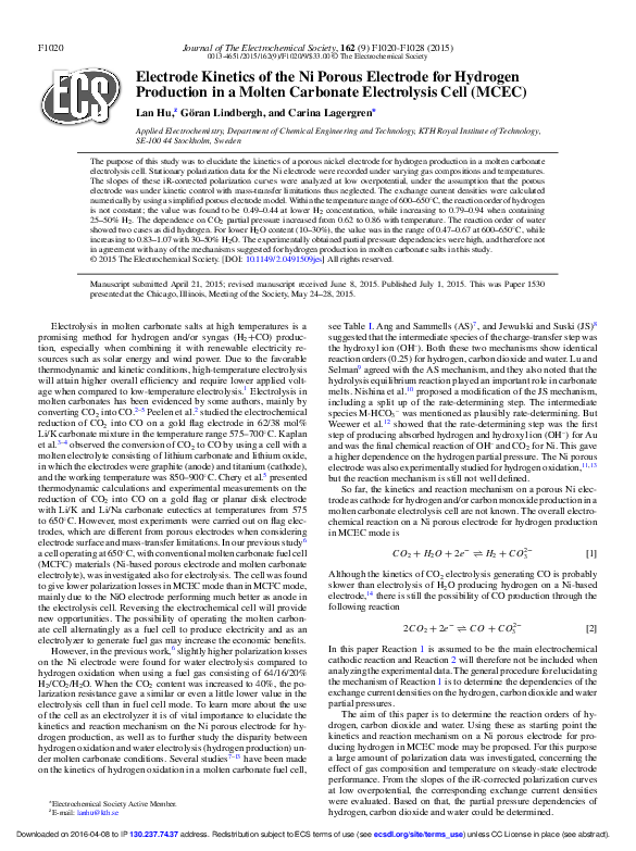 (PDF) Electrode Kinetics of the Ni Porous Electrode for Hydrogen ...