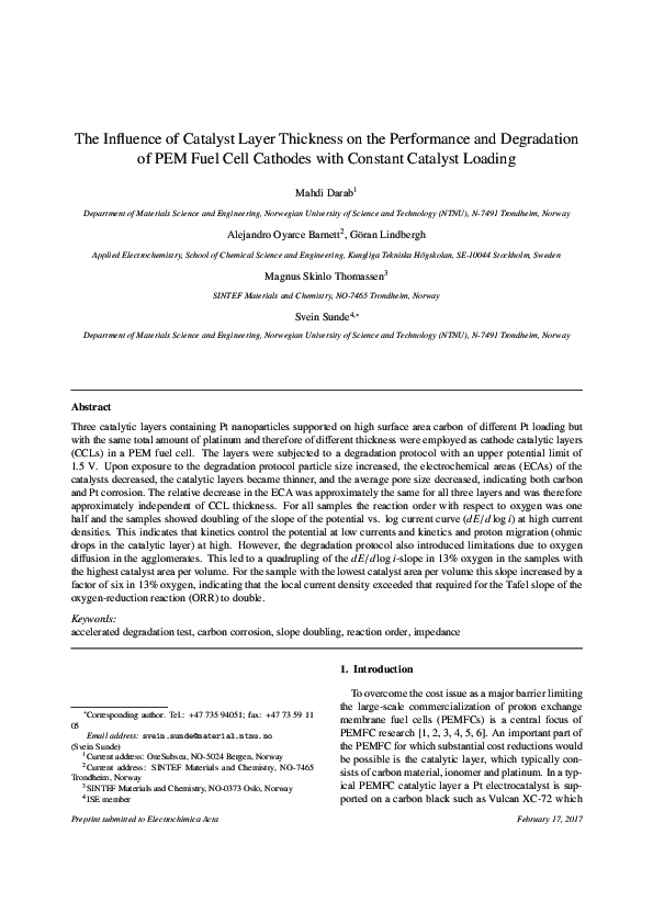 (PDF) The Influence of Catalyst Layer Thickness on the Performance and ...