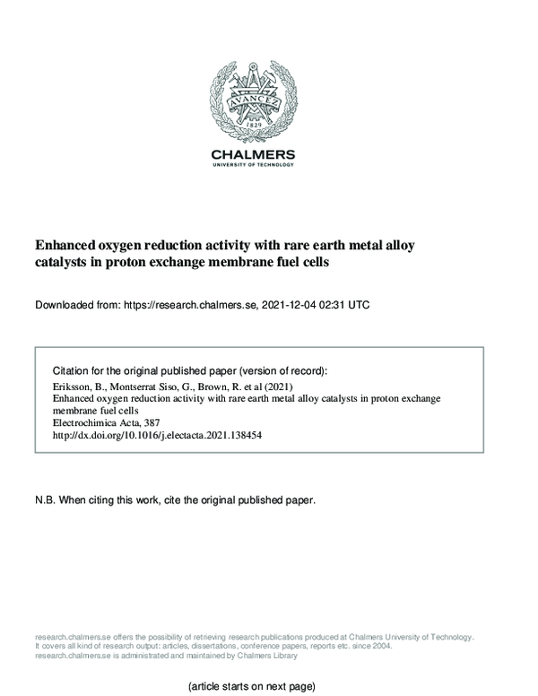 (PDF) Enhanced oxygen reduction activity with rare earth metal alloy ...
