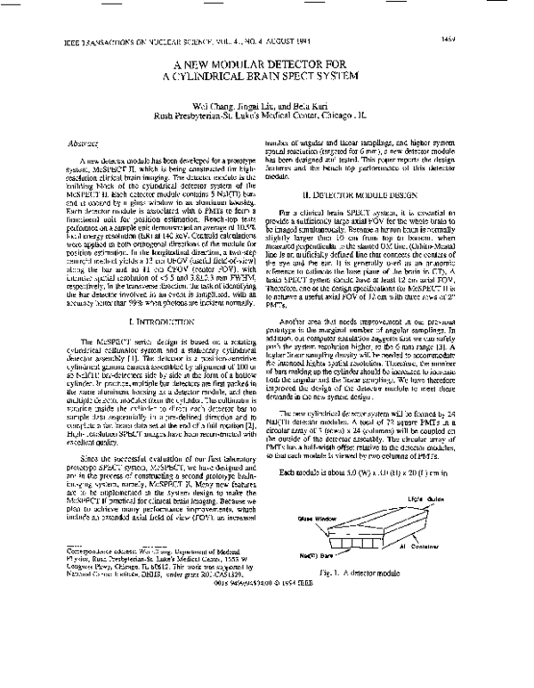 (PDF) A new modular detector for a cylindrical brain SPECT system
