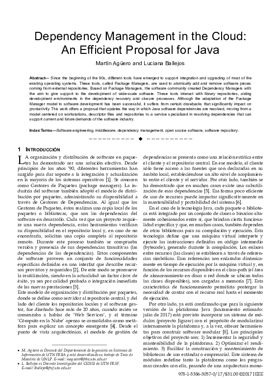 (PDF) Dependency management in the cloud: An efficient proposal for Java