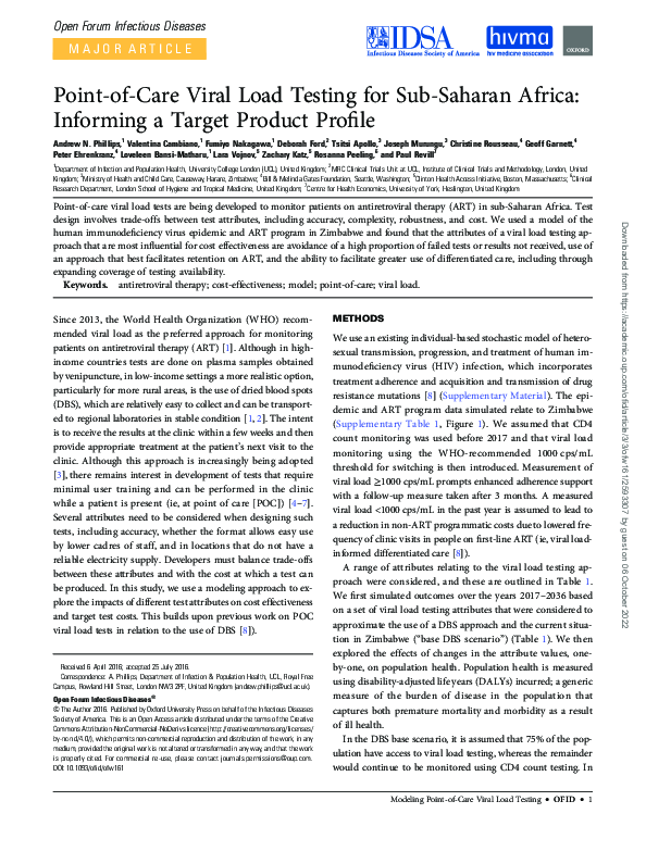(PDF) Point-of-Care Viral Load Testing for Sub-Saharan Africa ...