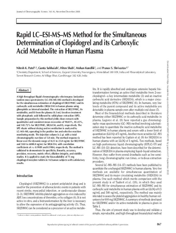 (PDF) Rapid LC--ESI-MS--MS Method for the Simultaneous Determination of ...