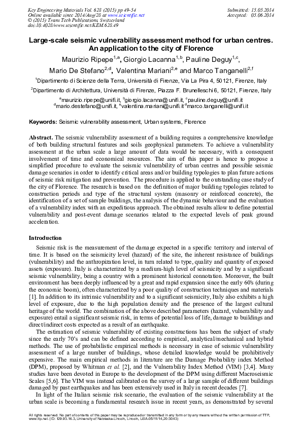 (PDF) Large-Scale Seismic Vulnerability Assessment Method for Urban ...