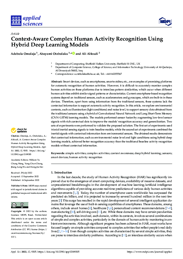 (PDF) Context-Aware Complex Human Activity Recognition Using Hybrid ...