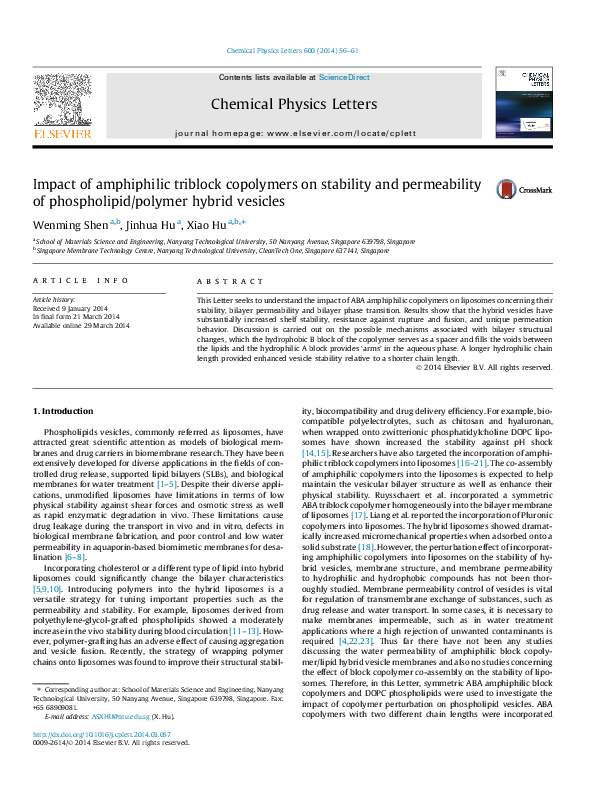 (PDF) Impact of amphiphilic triblock copolymers on stability and ...