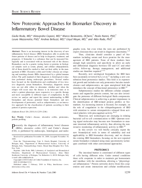 (PDF) New proteomic approaches for biomarker discovery in inflammatory ...