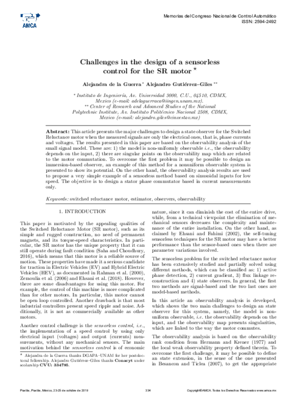 (PDF) Challenges in the design of a sensorless control for the SR motor