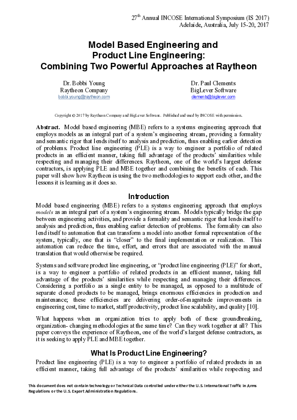 (PDF) Product Line Engineering Meets Model Based Engineering in the ...