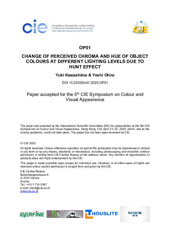 (PDF) Change of Perceived Chroma and Hue of Object Colours at Different ...