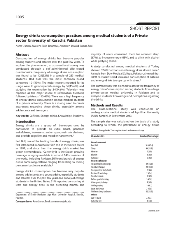 (PDF) Energy drinks consumption practices among medical students of a ...