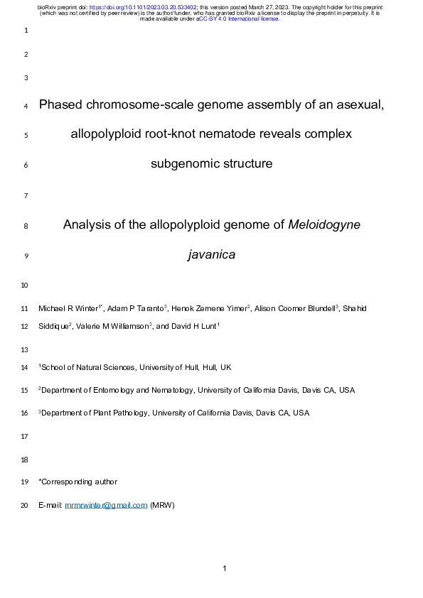 (PDF) Phased chromosome-scale genome assembly of an asexual ...