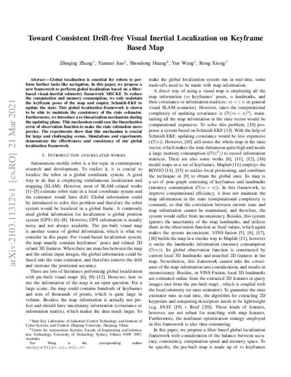 (PDF) Toward Consistent Drift-free Visual Inertial Localization on ...