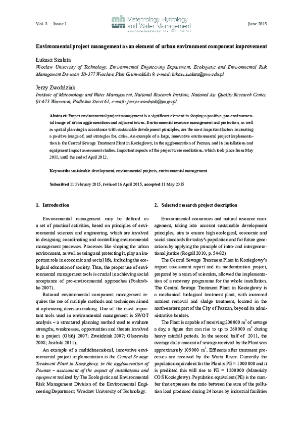 (PDF) Environmental project management as an element of urban ...