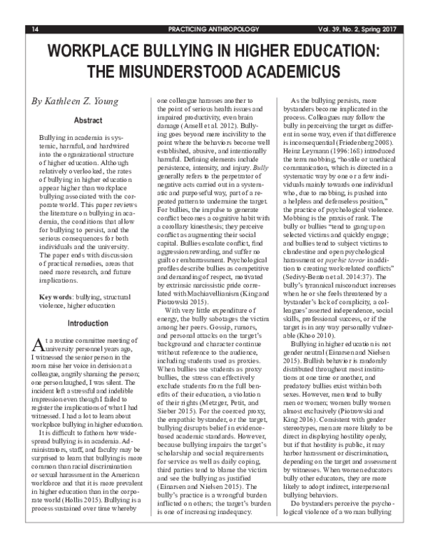 (PDF) Academic Bullying Higher Education