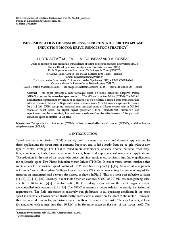 (PDF) Implementation of Sensorless Speed Control for Two-Phase ...