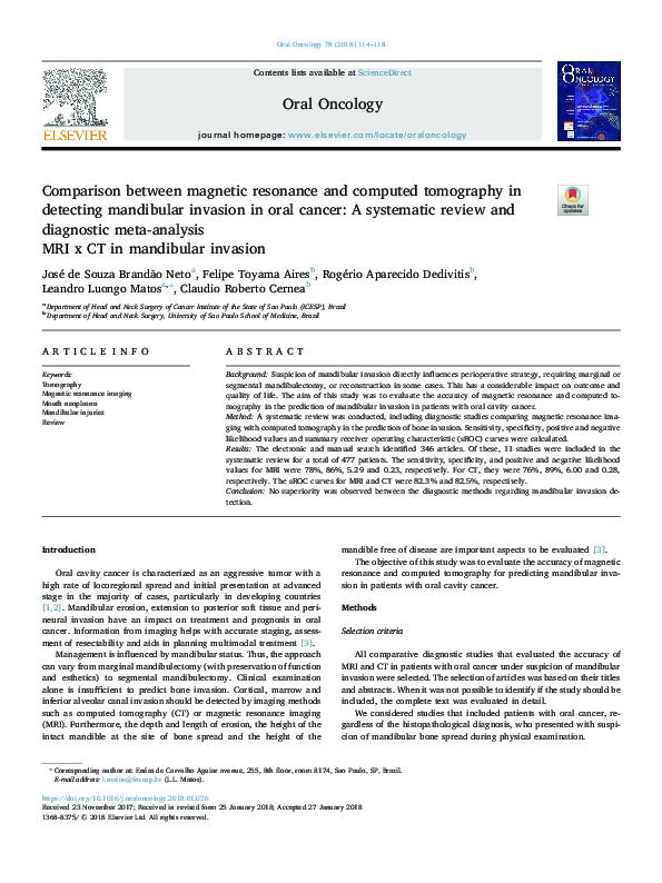 (PDF) Comparison between magnetic resonance and computed tomography in ...