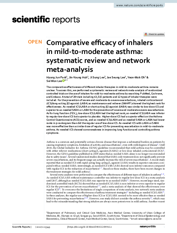 (PDF) Comparative efficacy of inhalers in mild-to-moderate asthma ...