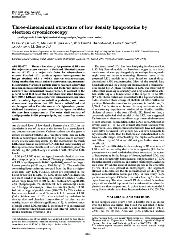 (PDF) Three-dimensional structure of low density lipoproteins by ...