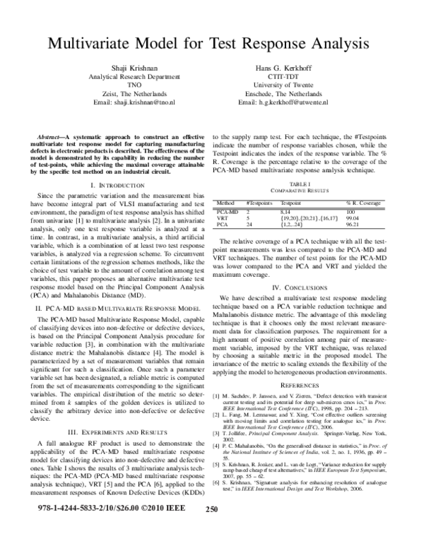 (PDF) Multivariate model for test response analysis