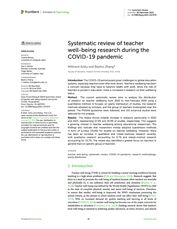 (PDF) Systematic review of teacher well being research during the COVID ...