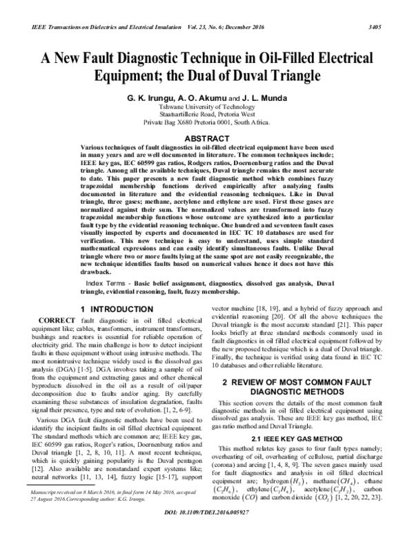 (PDF) A new fault diagnostic technique in oil-filled electrical ...