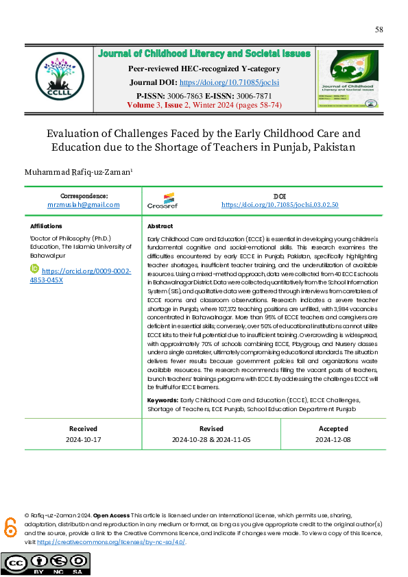 (PDF) Evaluation of Challenges Faced by the Early Childhood Care and ...