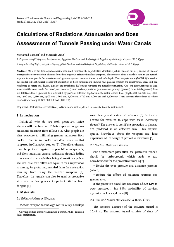 (PDF) Calculations of Radiations Attenuation and Dose Assessments of ...