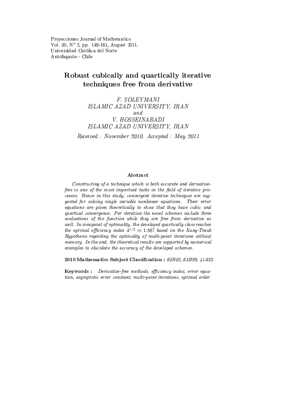 (PDF) Robust cubically and quartically iterative techniques free from ...