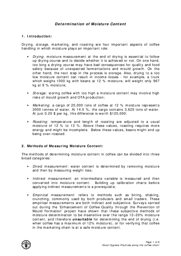 (PDF) Determination of moisture content