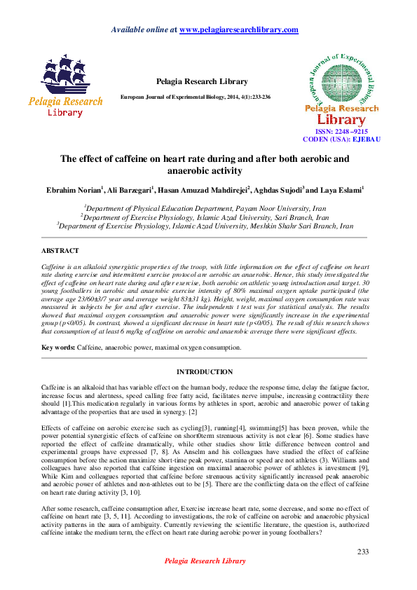(PDF) The effect of caffeine on heart rate during and after both ...