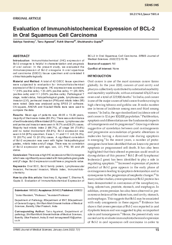 (PDF) Evaluation of immunohistochemical expression of Annexin A2 and ...