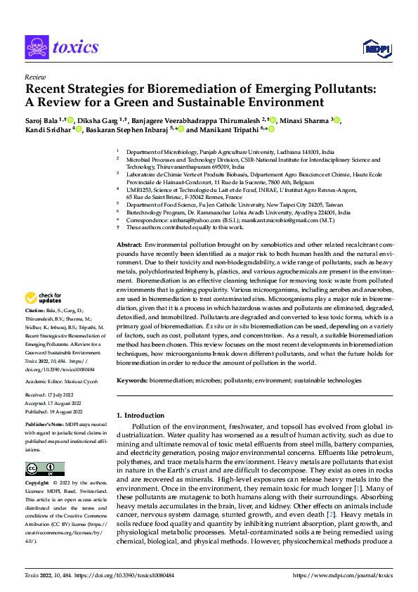 (PDF) Recent Strategies for Bioremediation of Emerging Pollutants: A ...