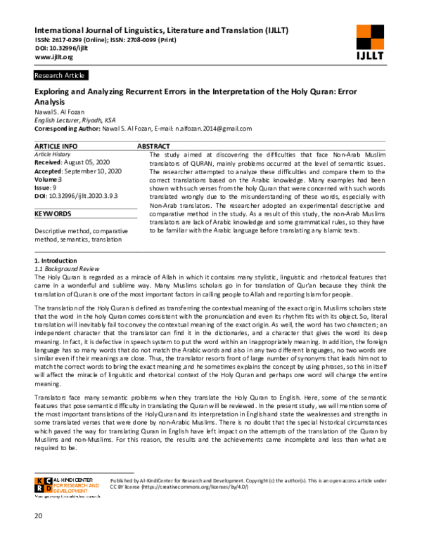(PDF) Exploring and Analyzing Recurrent Errors in the Interpretation of ...