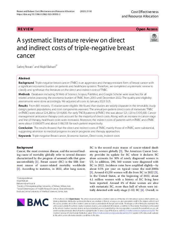 (PDF) A systematic literature review on direct and indirect costs of ...