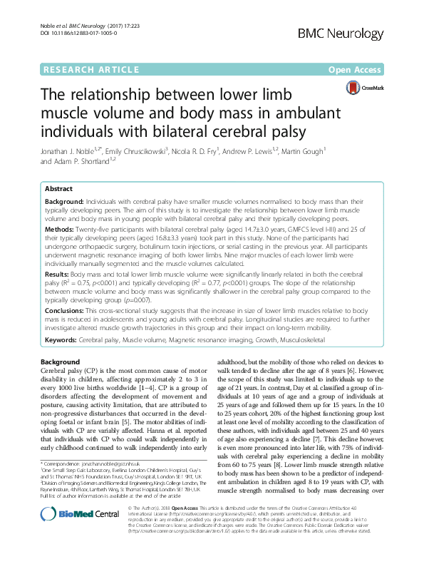 (PDF) The relationship between lower limb muscle volume and peak ...