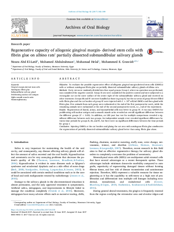 Archives Of Oral Biology