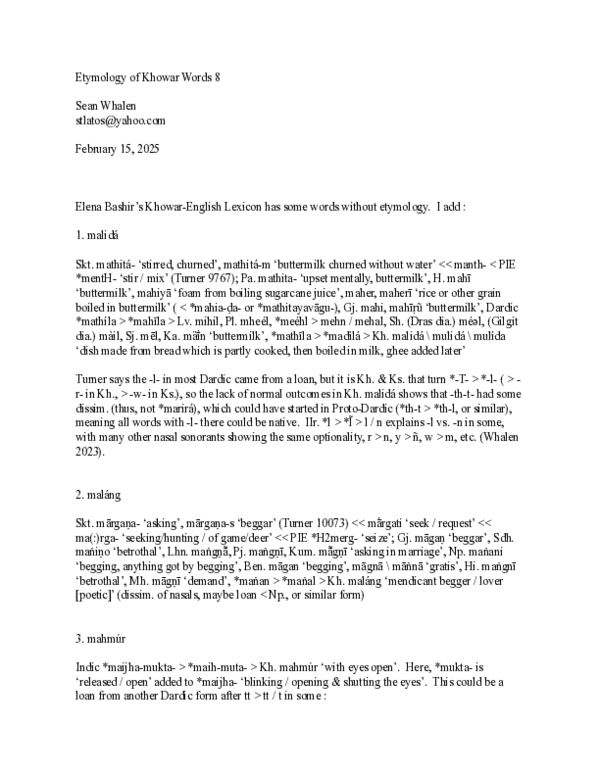 (PDF) Etymology of Khowar Words 8