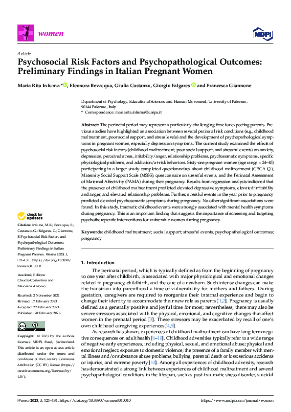 (PDF) Psychosocial Risk Factors and Psychopathological Outcomes ...