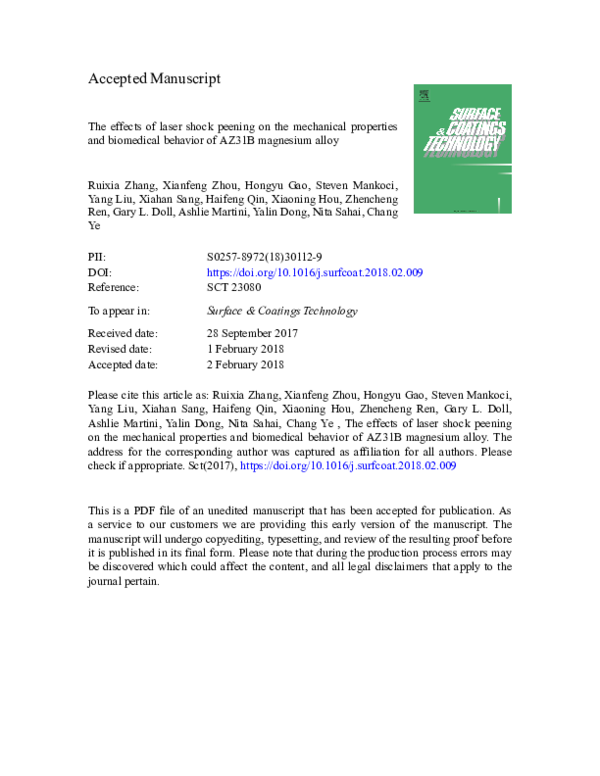 (PDF) The effects of laser shock peening on the mechanical properties ...