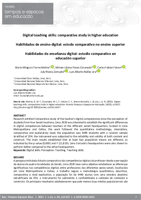 (PDF) Digital teaching skills: comparative study in higher education
