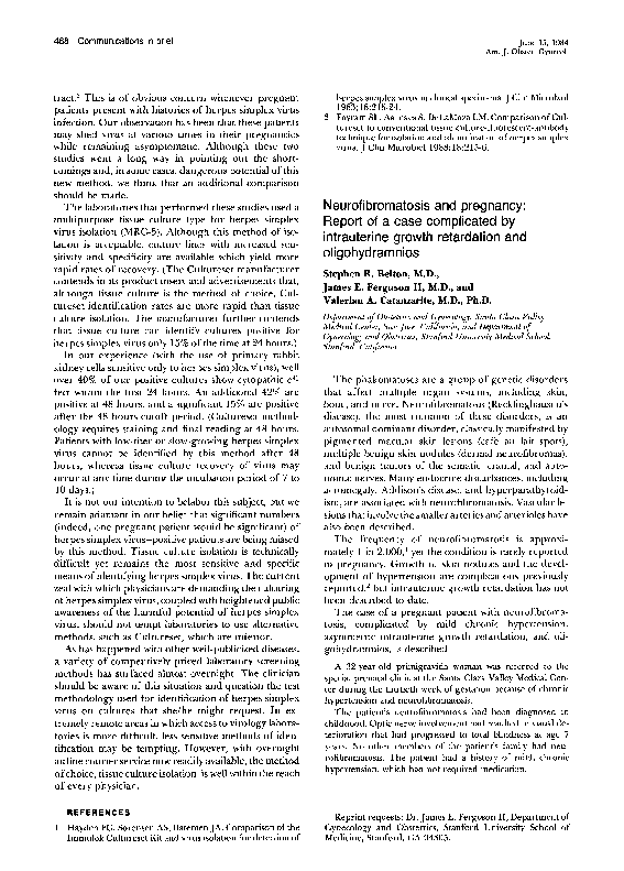 (PDF) Neurofibromatosis and pregnancy: Report of a case complicated by ...