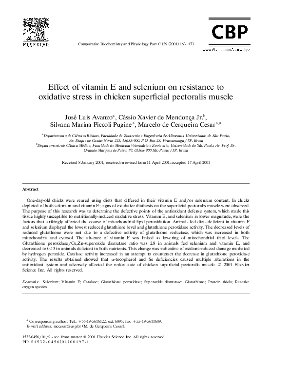 (PDF) Effect of vitamin E and selenium on resistance to oxidative ...