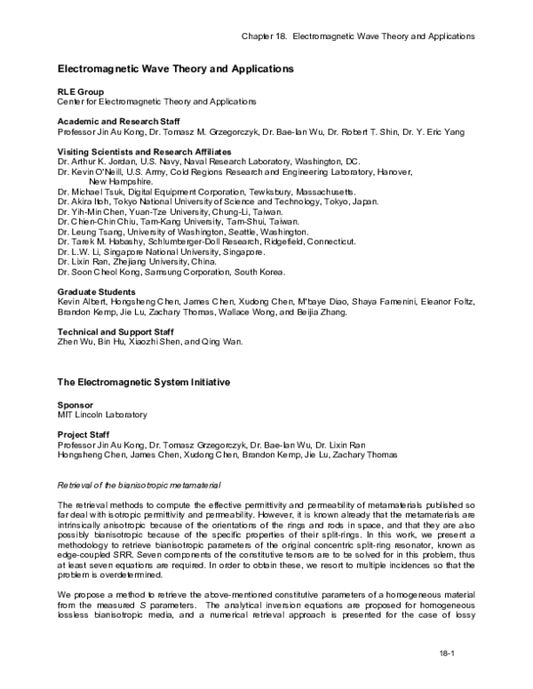 (PDF) Electromagnetic wave theory and applications
