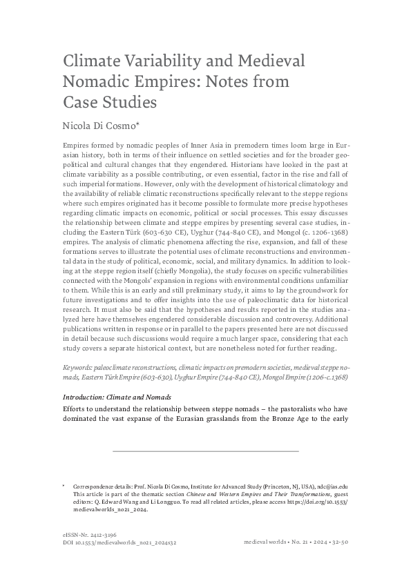 (PDF) Climate Variability and Medieval Nomadic Empires: Notes from Case ...