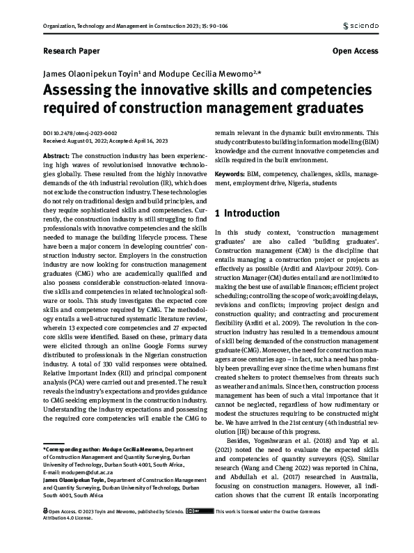 (PDF) Assessing the innovative skills and competencies required of ...