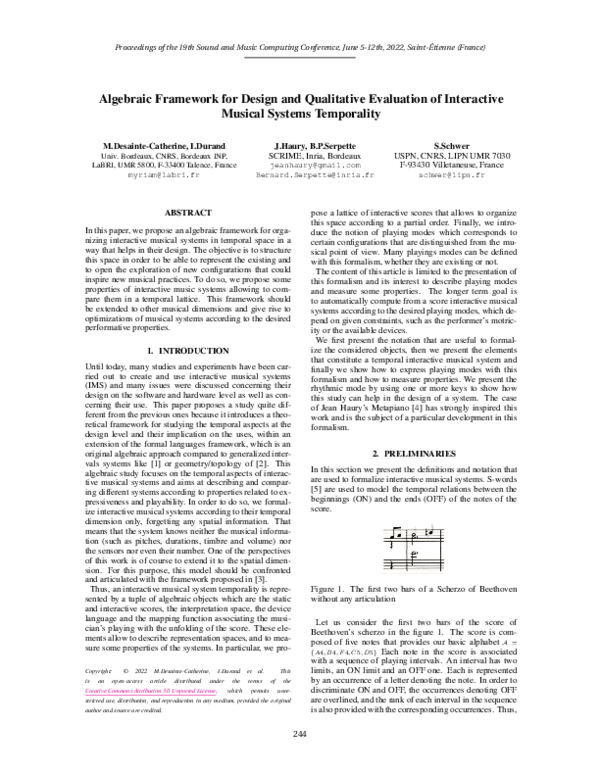 (PDF) Algebraic Framework for Design and Qualitative Evaluation of ...