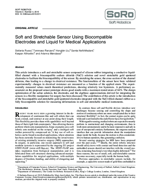 (PDF) Soft and Stretchable Sensor Using Biocompatible Electrodes and ...