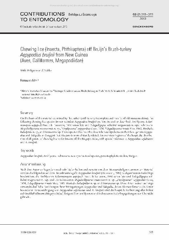 (PDF) Chewing lice (Insecta, Phthiraptera) off Bruijn's Brush-turkey ...